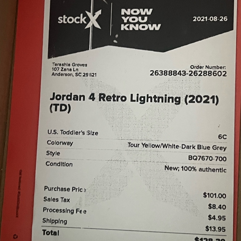 Jordan 4 Retro Lightening- Toddler Size 6c - Picture 4 of 4